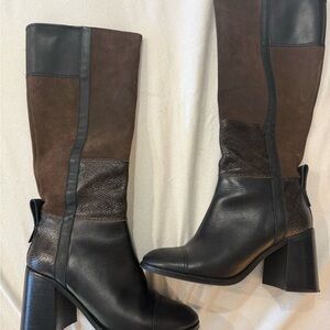 NEW See By Chloe Patchwork Black & Brown Leather Boots - 39